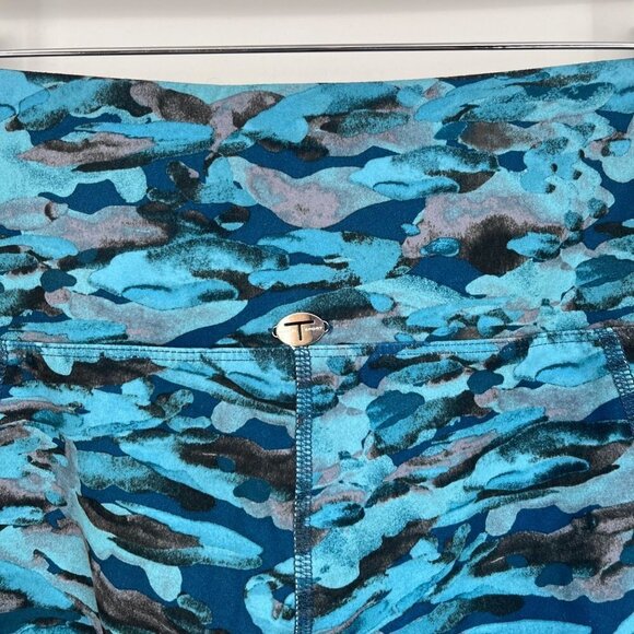 Tahari Sport Womens Camo Leggings Size L Blue Side Pocket NWT Athletic MSRP $90 - Picture 4 of 11